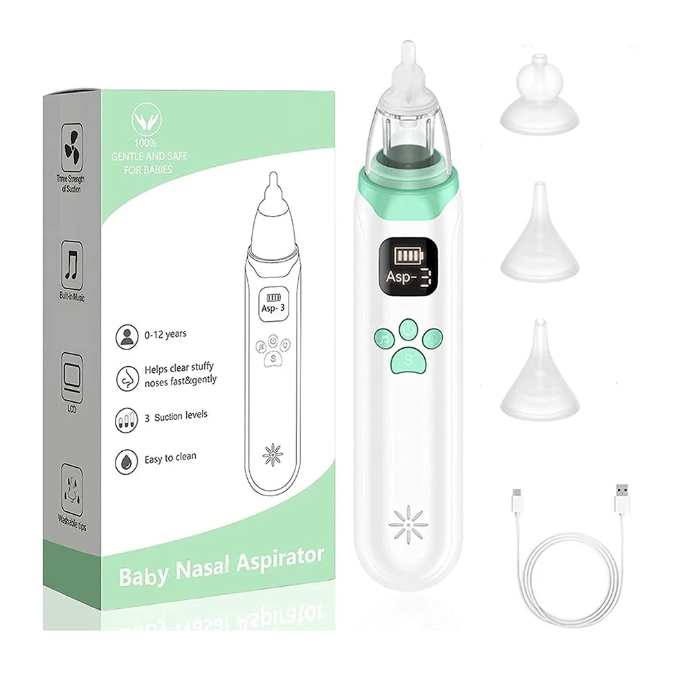 Baby Electric Nasal Aspirator Nose Suction Device with Food Grade Silicone Mouthpiece 3 Suction Modes