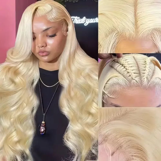 Blonde Body Wave Lace Front Wig HD Transparent 613 40 Inch