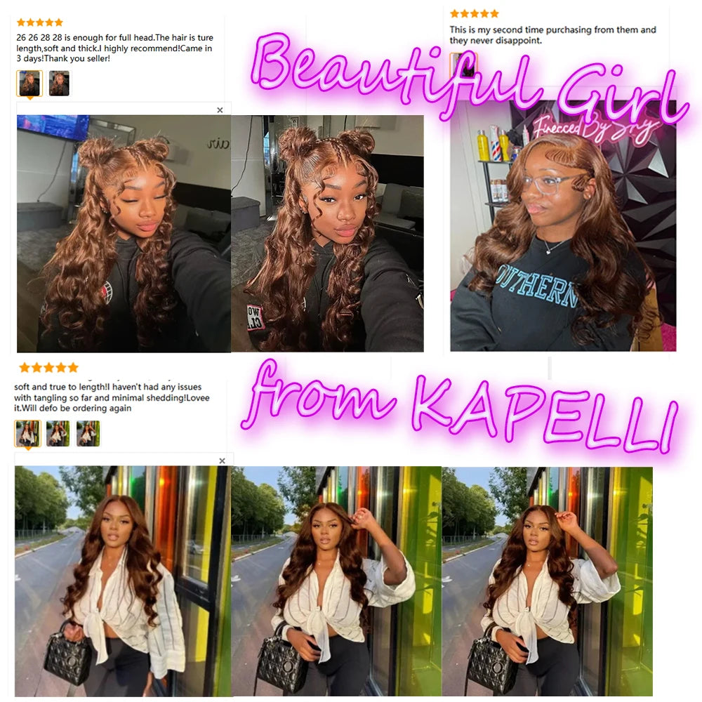 10A Brazilian Body Wave Bundles with 4x4 Lace Closure Brown Blonde Remy Human Hair