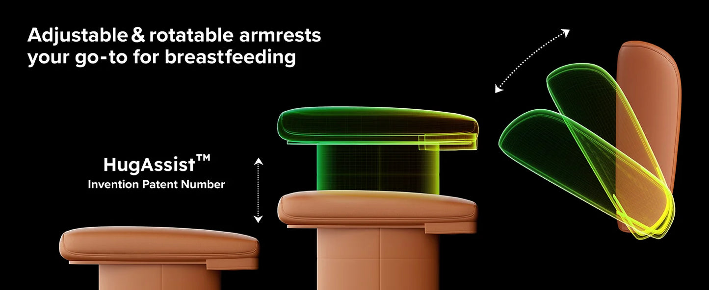 MAMAZING Electric Nursery Glider Recliner Breastfeeding Chair with USB Port Adjustable Armrests and Storage FSC Certified Mocha