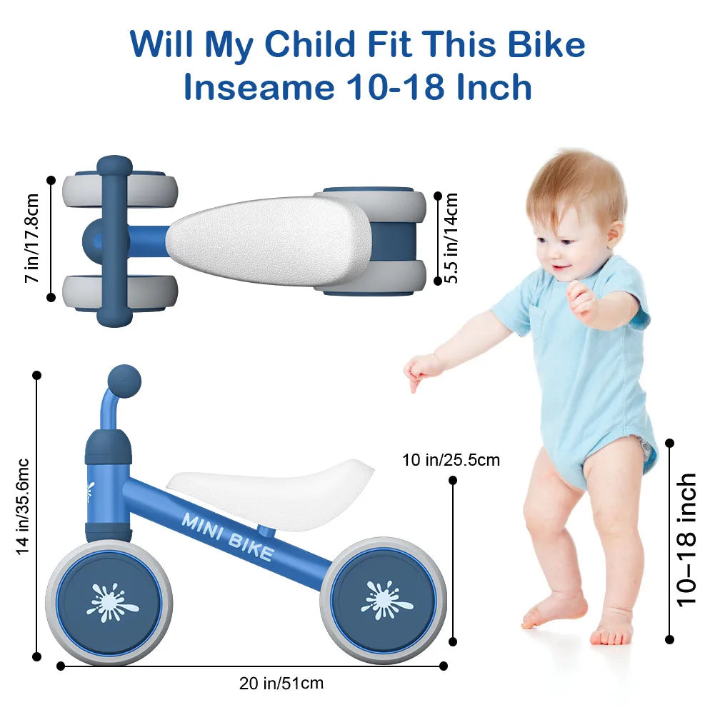 Baby Balance Bikes Rides Toys For 1 Year Old Boys Girls Anti Drop Indoor Baby Walker 10 To 24 Month First Bike Birthday Gift