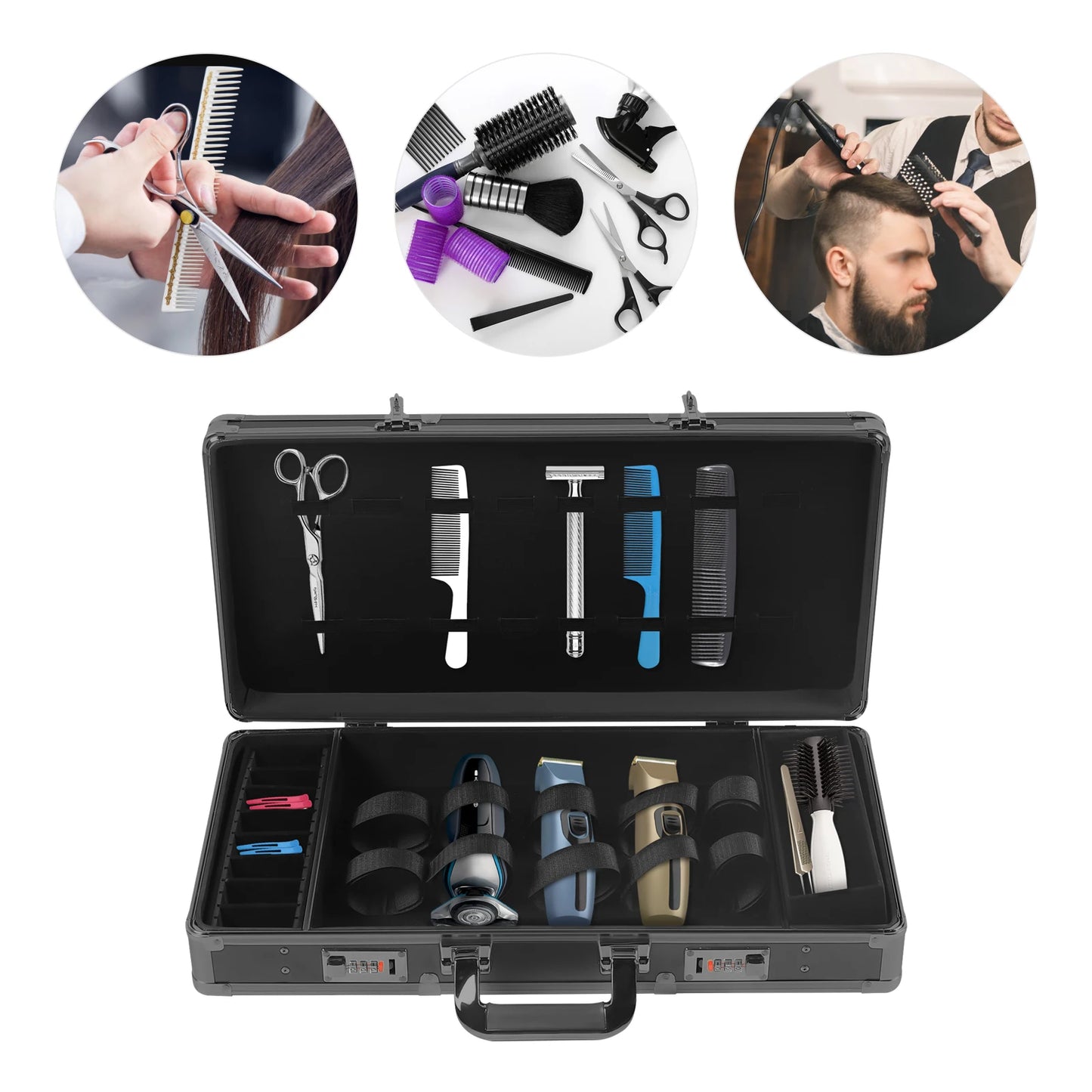 Portable Barber Hairdressing Tool Box Salon Large Capacity Professional Hair Kit Organizer