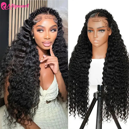 Alipearl Hair Pre Braided Stylist Wig Deep Wave 13x4 Lace Frontal Wig Pre Styled Pre Plucked Remy Brazilian Hair