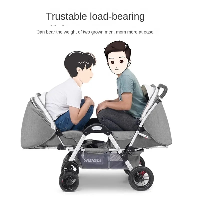Twins Baby Stroller Can Sit And Lie Down Folding Lightweight