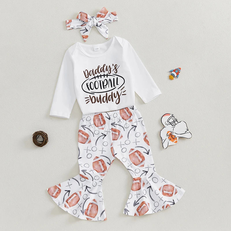 Baby Girls 3Pcs Fall Outfits Long Sleeve Romper Set