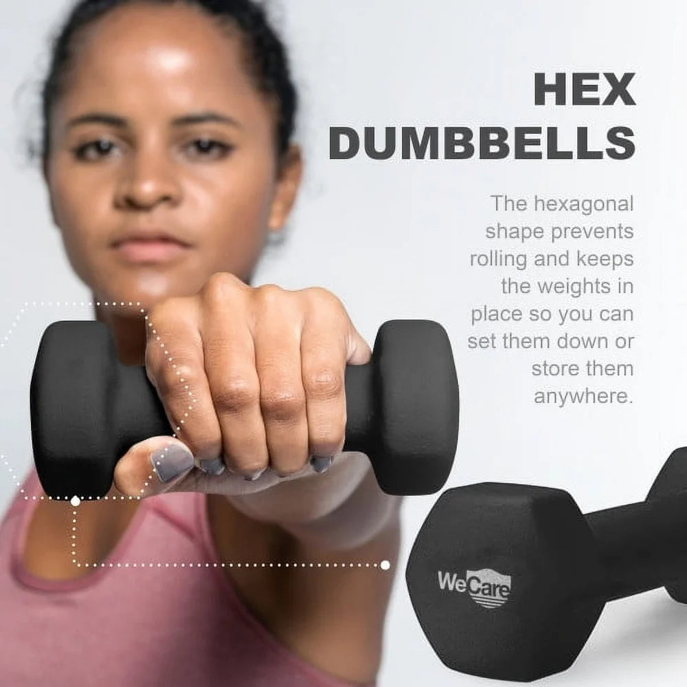 2 Pound Neoprene Coated Hex Dumbbells Pair Ergonomic