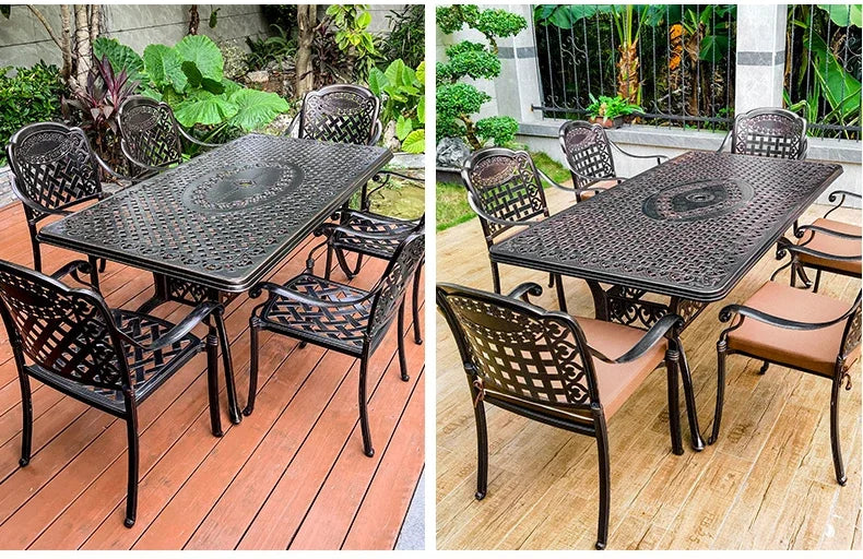 Waterproof Sunscreen Leisure Chairs Outdoor Metal Garden Furniture Set for Patio European Retro Style