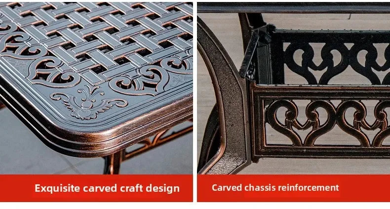 Waterproof Sunscreen Leisure Chairs Outdoor Metal Garden Furniture Set for Patio European Retro Style