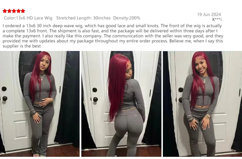 Burgundy 13x4 HD Lace Frontal Wig Straight 200% Human Hair