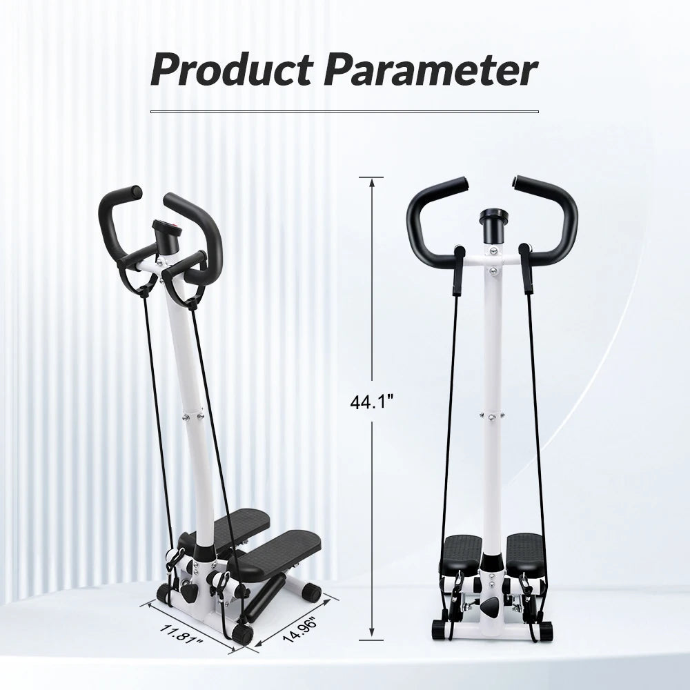 Exercise Stepper Machine LCD Display Handle and Resistance Bands Cycle Machine for Home Gym
