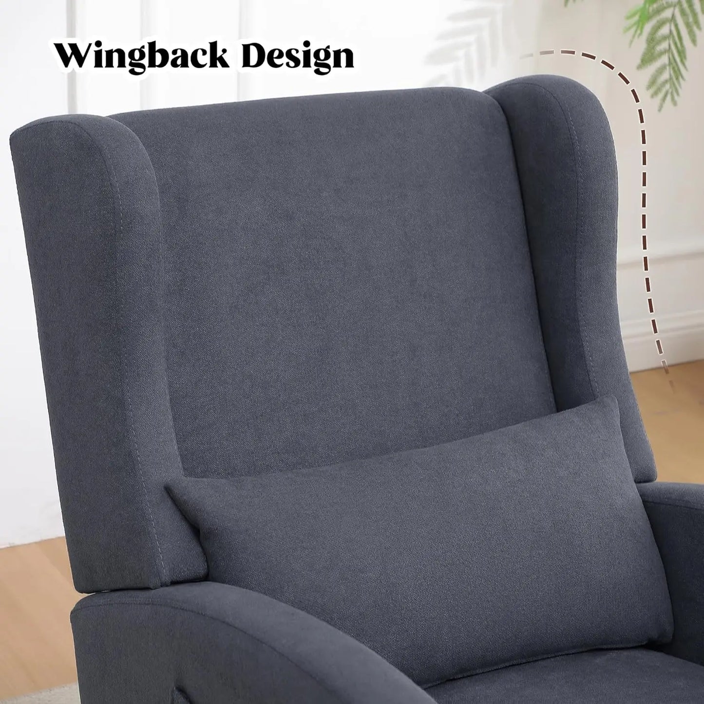 Rocking Chair Nursery with Foot Rest Wingback Nursery Rocking Chairs Teddy Nursing Glider Rocker Chair with Pillow and Adjustable Footrest