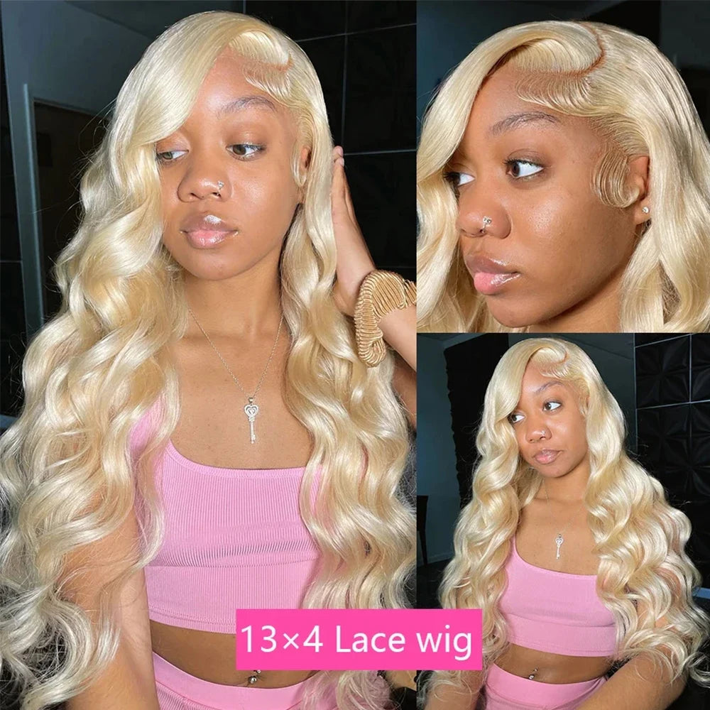 Blonde Body Wave Lace Front Wig HD Transparent 613 40 Inch
