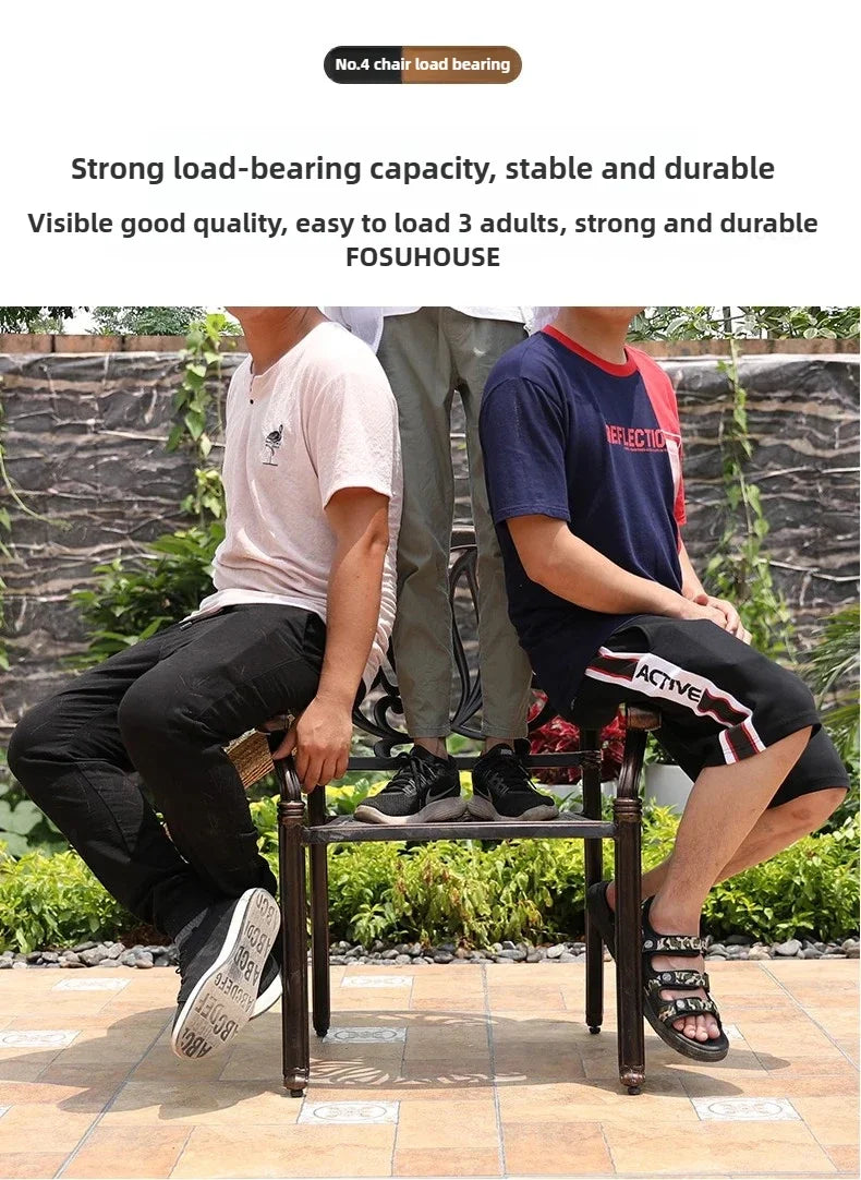 Waterproof Sunscreen Leisure Chairs Outdoor Metal Garden Furniture Set for Patio European Retro Style