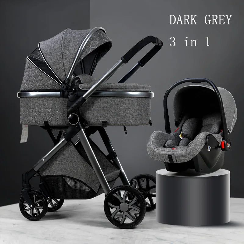 Luxury Baby Stroller 3 in 1 High Landscape Cart Can Sit Lie