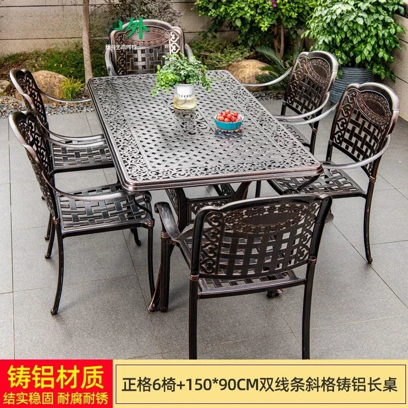 Waterproof Sunscreen Leisure Chairs Outdoor Metal Garden Furniture Set for Patio European Retro Style