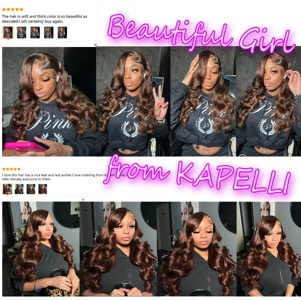 10A Brazilian Body Wave Bundles with 4x4 Lace Closure Brown Blonde Remy Human Hair