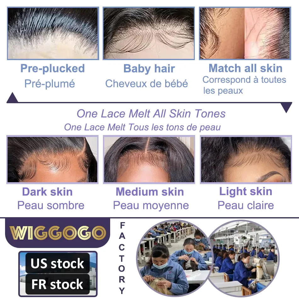 Wiggogo 30 40 Inch Loose Body Wave Lace Front Human Hair Wigs