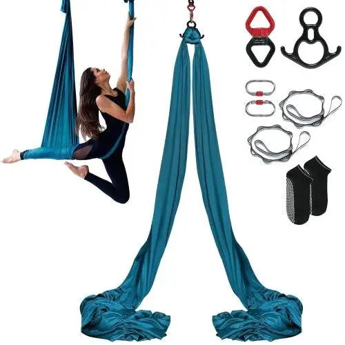 Aerial Silk Yoga Swing Kit 8.7 Yards Nylon Hammock Green