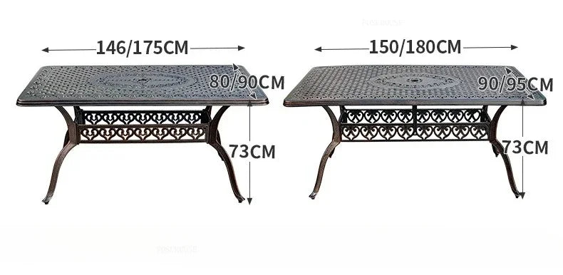 Waterproof Sunscreen Leisure Chairs Outdoor Metal Garden Furniture Set for Patio European Retro Style