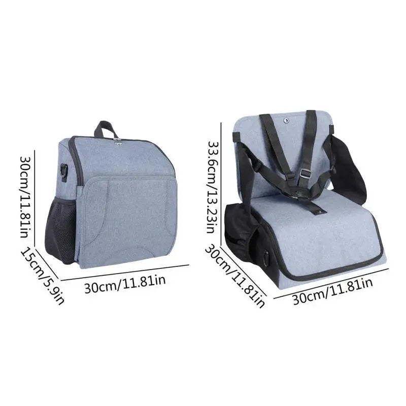 Baby Diaper Bag 2-in-1 Foldable Booster Seat And Diaper Pouch Large Capacity Organizer For Travel