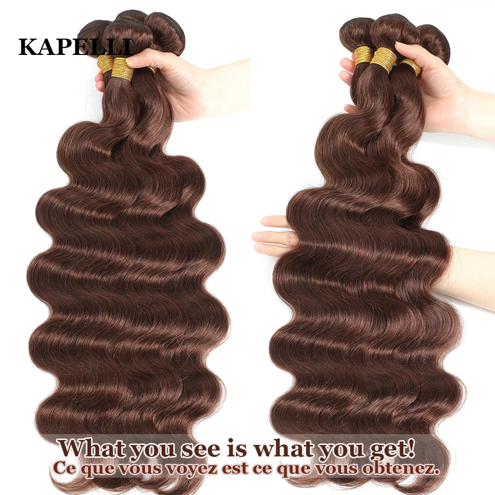 10A Brazilian Body Wave Bundles with 4x4 Lace Closure Brown Blonde Remy Human Hair