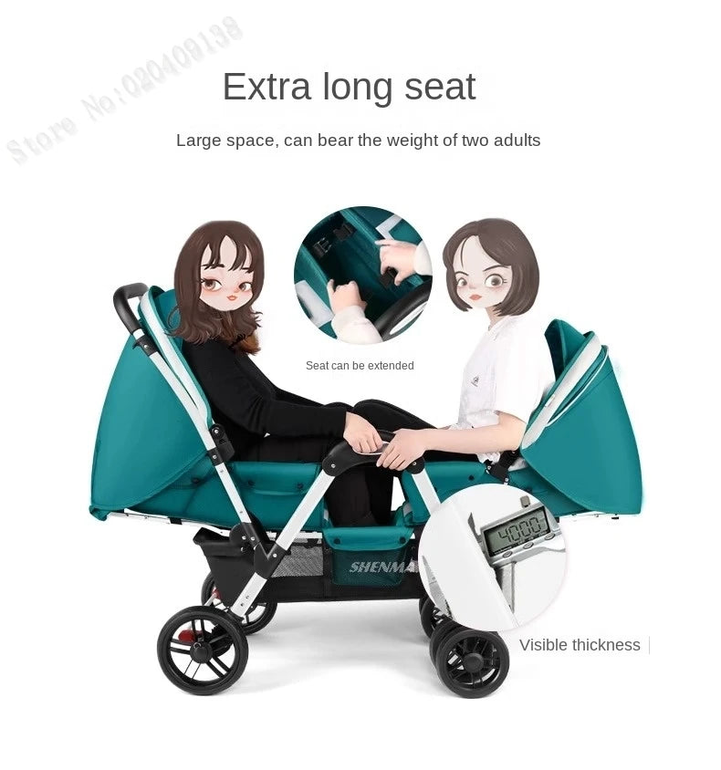 Twins Baby Stroller Can Sit And Lie Down Folding Lightweight
