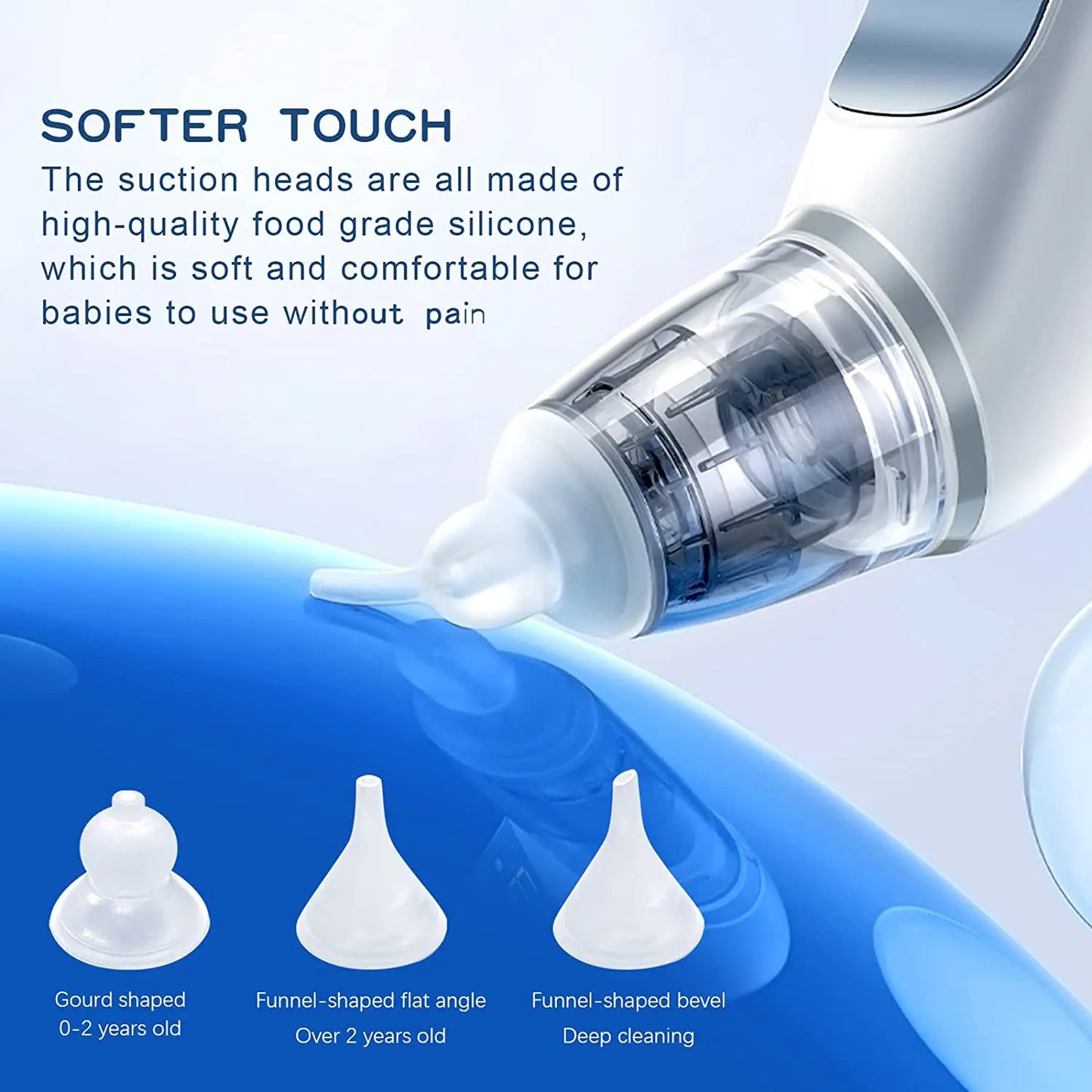 Baby Electric Nasal Aspirator Nose Suction Device with Food Grade Silicone Mouthpiece 3 Suction Modes