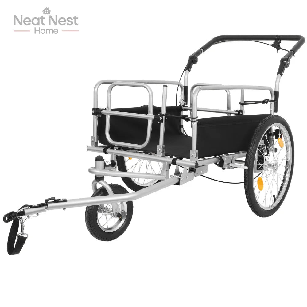3-in-1 Heavy Duty Bike Cargo Trailer E-Bike Compatible Steel Frame Convertible Stroller and Pull Cart with Suspension Accessories