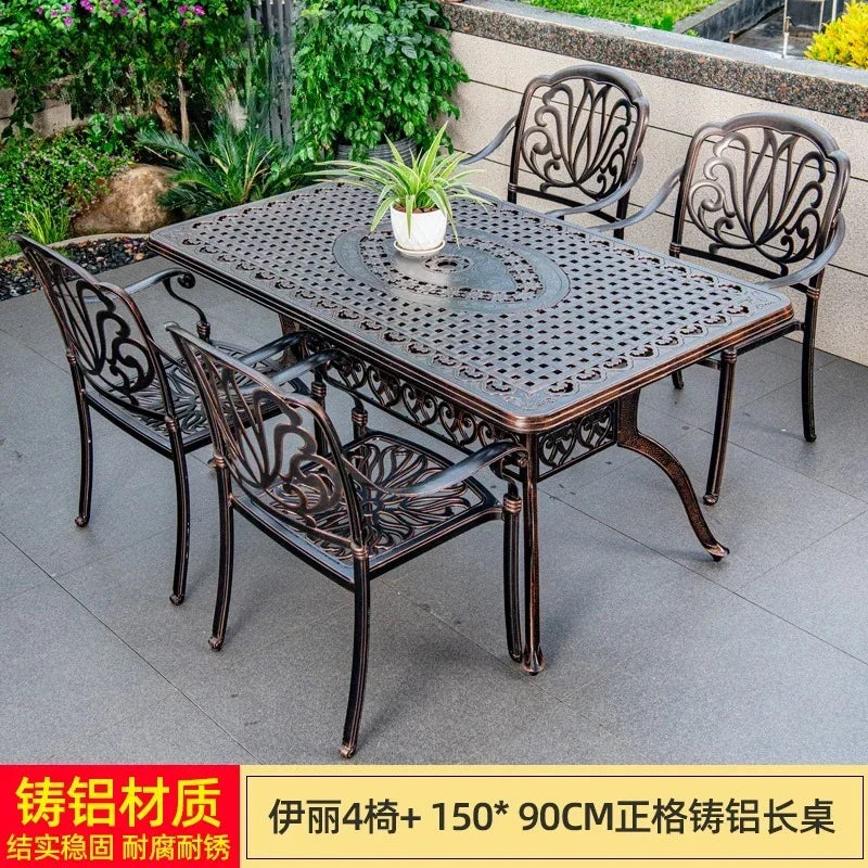 Waterproof Sunscreen Leisure Chairs Outdoor Metal Garden Furniture Set for Patio European Retro Style