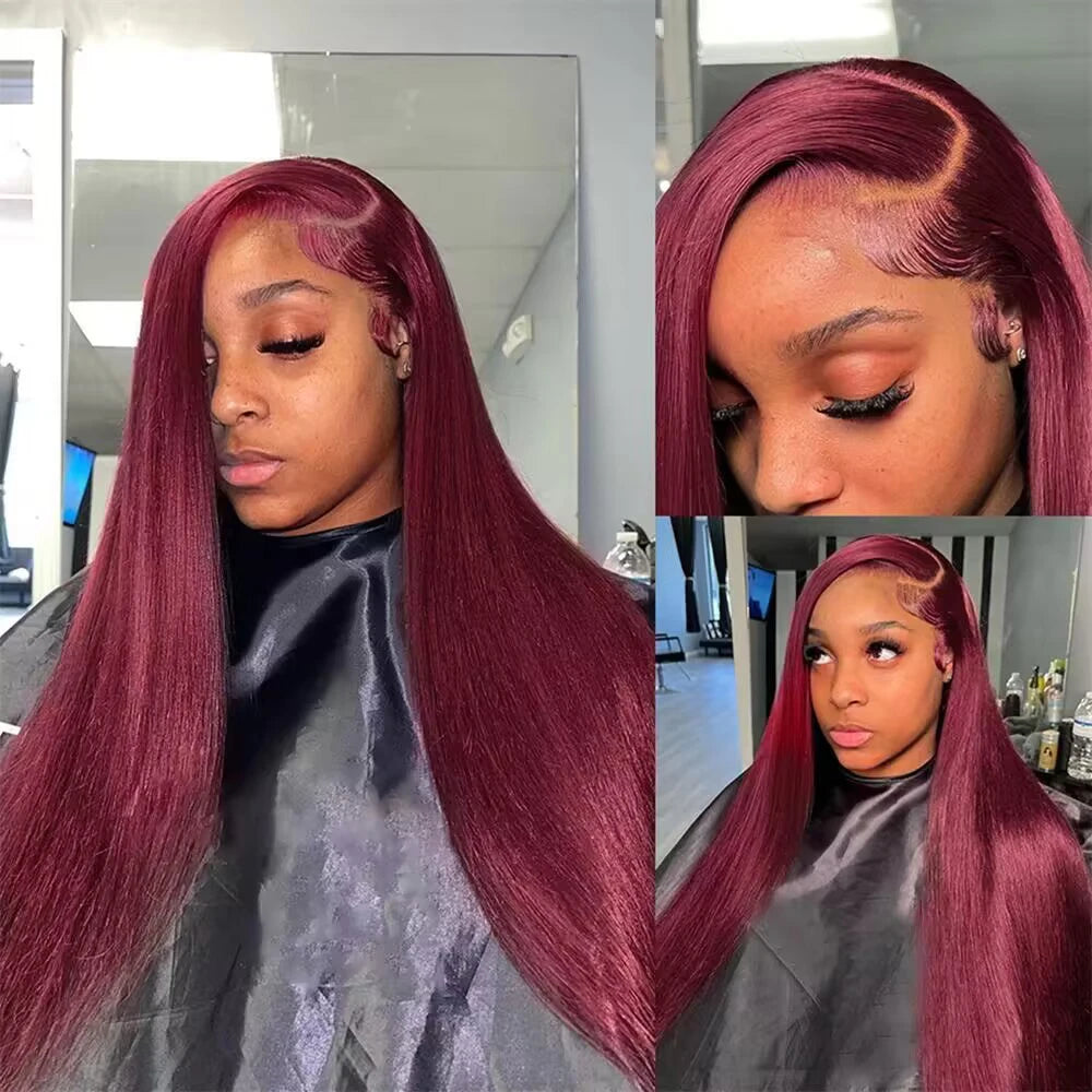 Burgundy 13x4 HD Lace Frontal Wig Straight 200% Human Hair