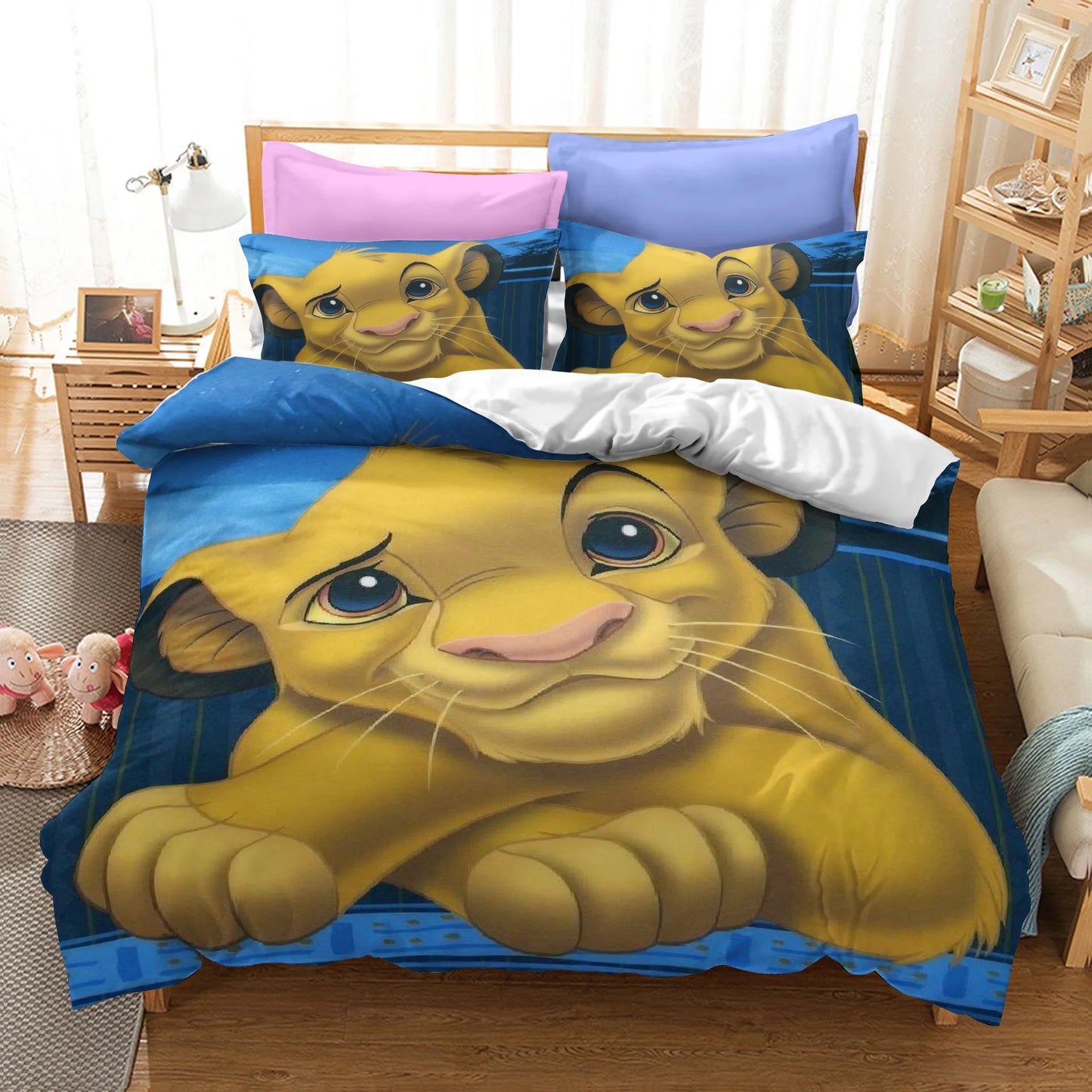 Animation Simba Bedding Set Lion King Bedding Set for Boy Kids Single Twin Size Duvet Cover Kids Teen Gifts