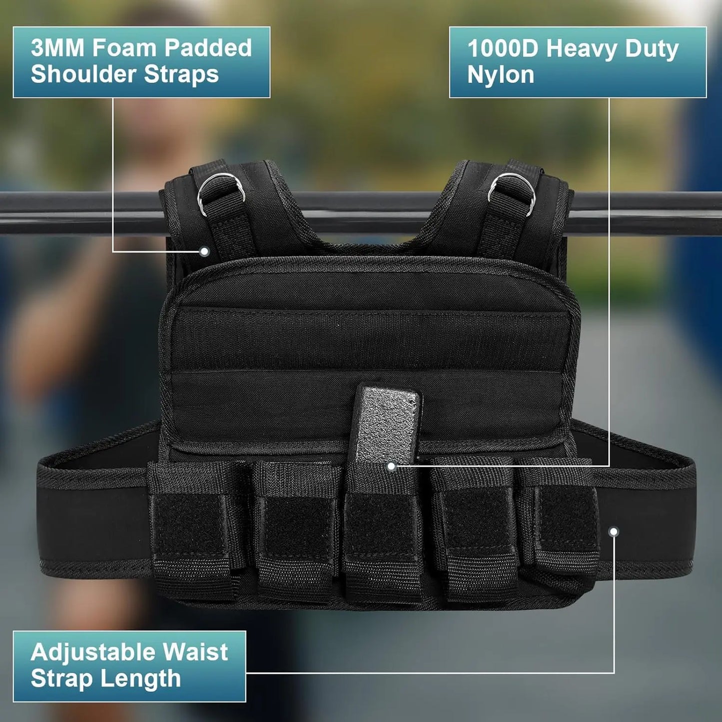 Men's Adjustable 44Lb Weight Vest For Strength Training