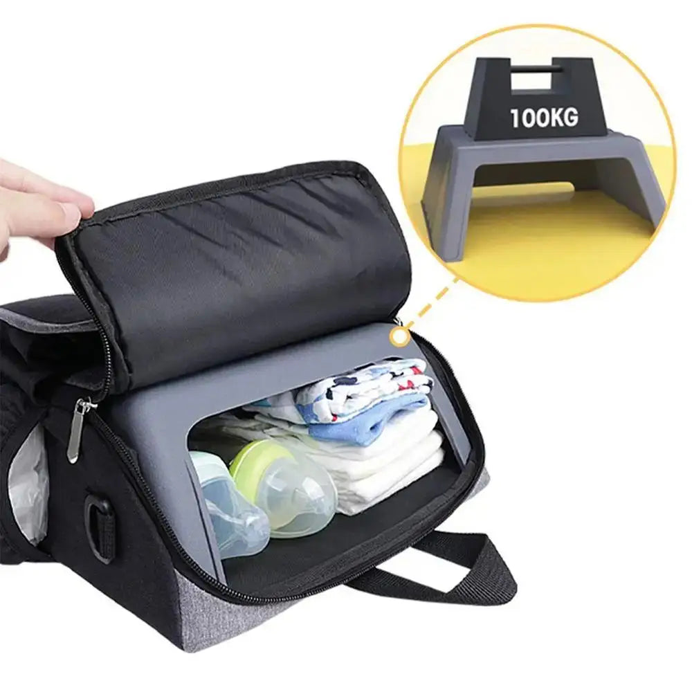 Baby Diaper Bag 2-in-1 Foldable Booster Seat And Diaper Pouch Large Capacity Organizer For Travel