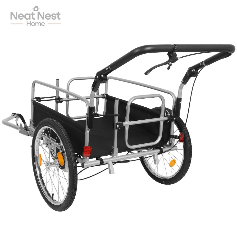 3-in-1 Heavy Duty Bike Cargo Trailer E-Bike Compatible Steel Frame Convertible Stroller and Pull Cart with Suspension Accessories