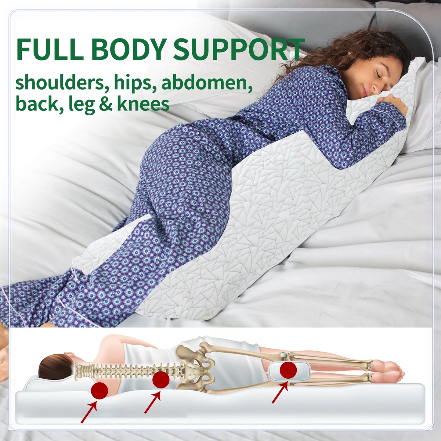 Memory Foam Body Pillow - Fluffy Body Pillows for Adults