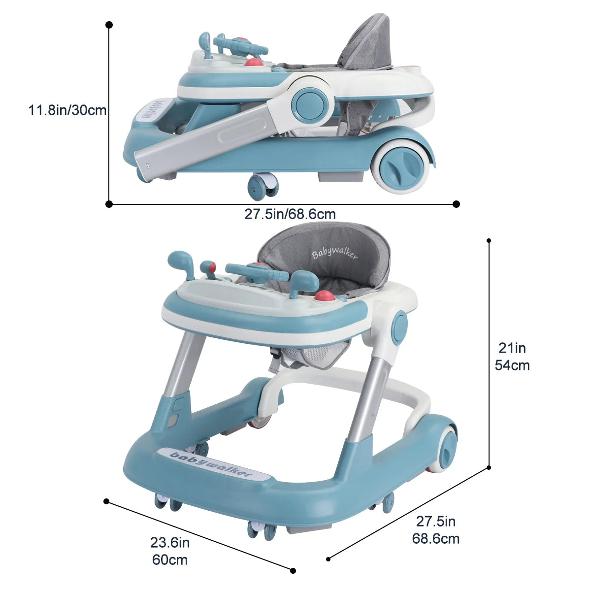 UBRAVOO Push Walker with Detachable Feeding and Music Trays