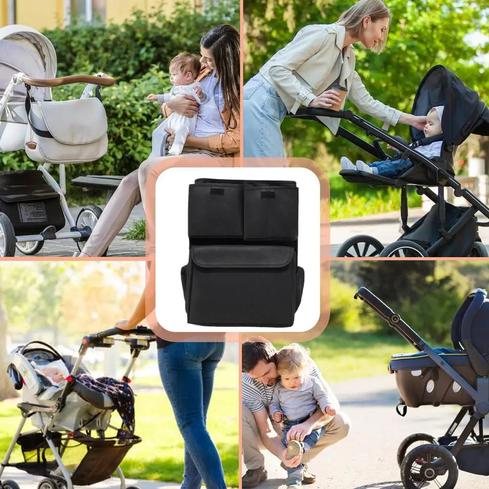 Toddler Stroller Bag Pram Organizer With Cup Holder Large Capacity Hangable Storage Pouch For Pram