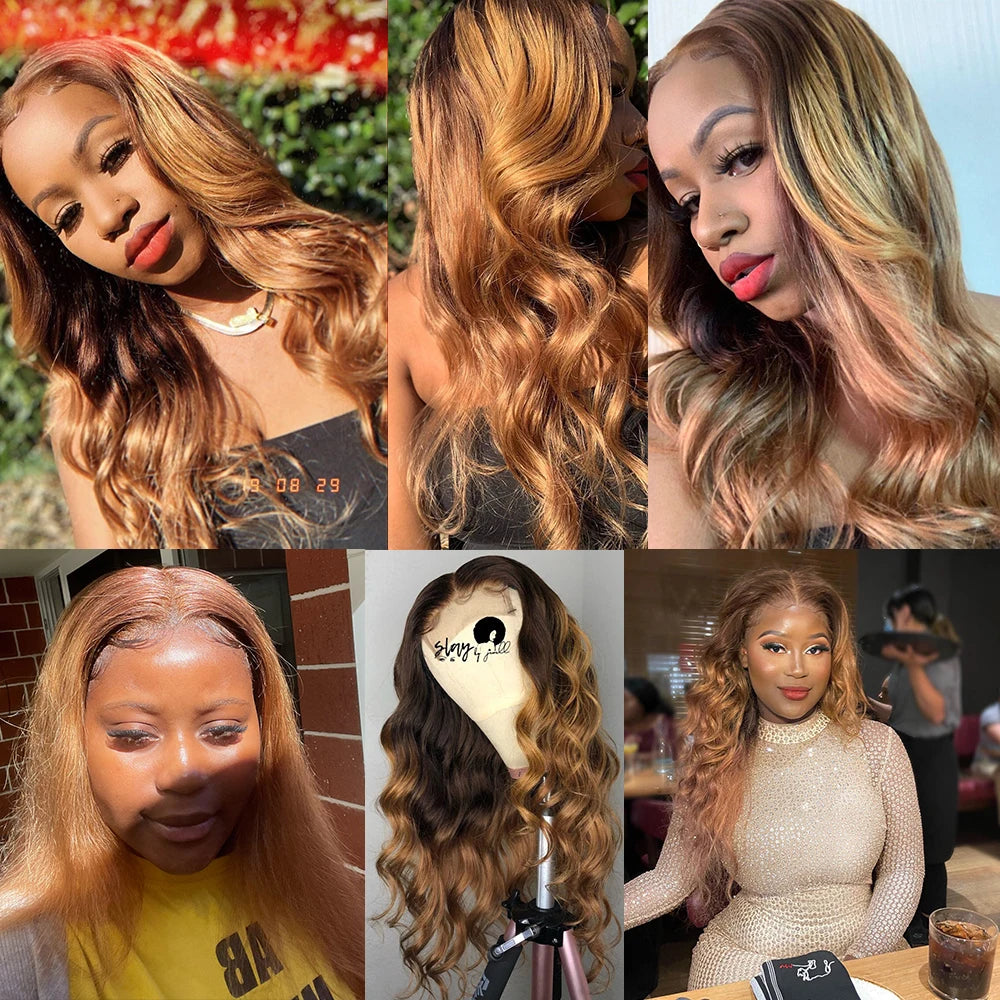 1B99J Body Wave Bundles With Closure Brazilian Human Hair Weave 4x4 Lace Closure 3/4 Bundles Remy Hair Extensions