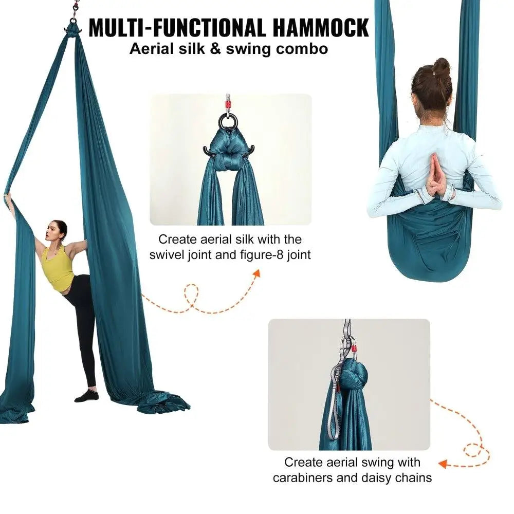 Aerial Silk Yoga Swing Kit 8.7 Yards Nylon Hammock Green