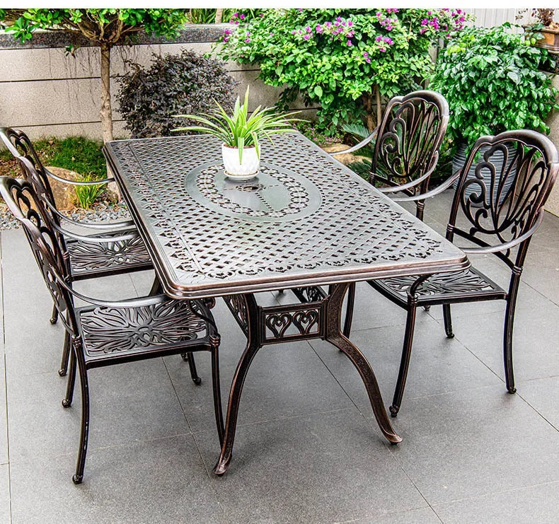 Waterproof Sunscreen Leisure Chairs Outdoor Metal Garden Furniture Set for Patio European Retro Style