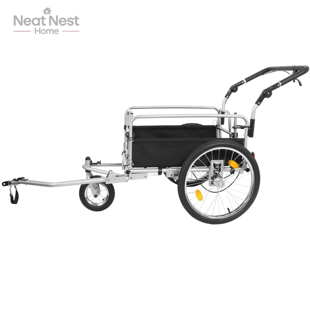 3-in-1 Heavy Duty Bike Cargo Trailer E-Bike Compatible Steel Frame Convertible Stroller and Pull Cart with Suspension Accessories