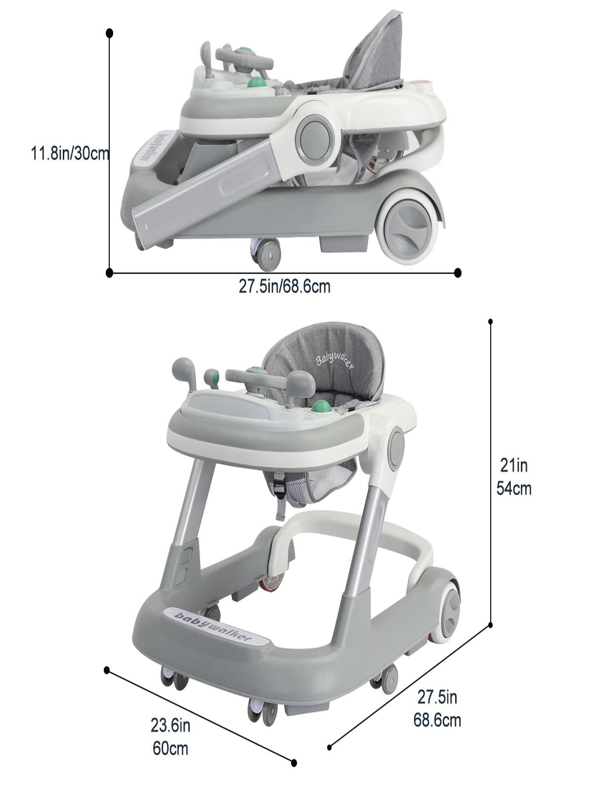 UBRAVOO Push Walker with Detachable Feeding and Music Trays