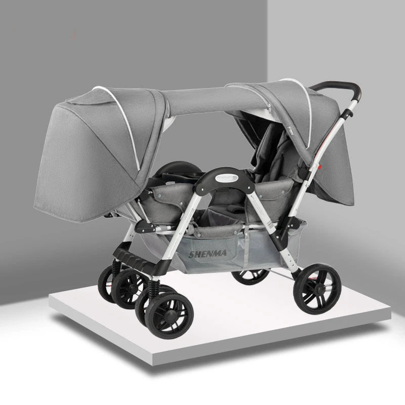 Twins Baby Stroller Can Sit And Lie Down Folding Lightweight