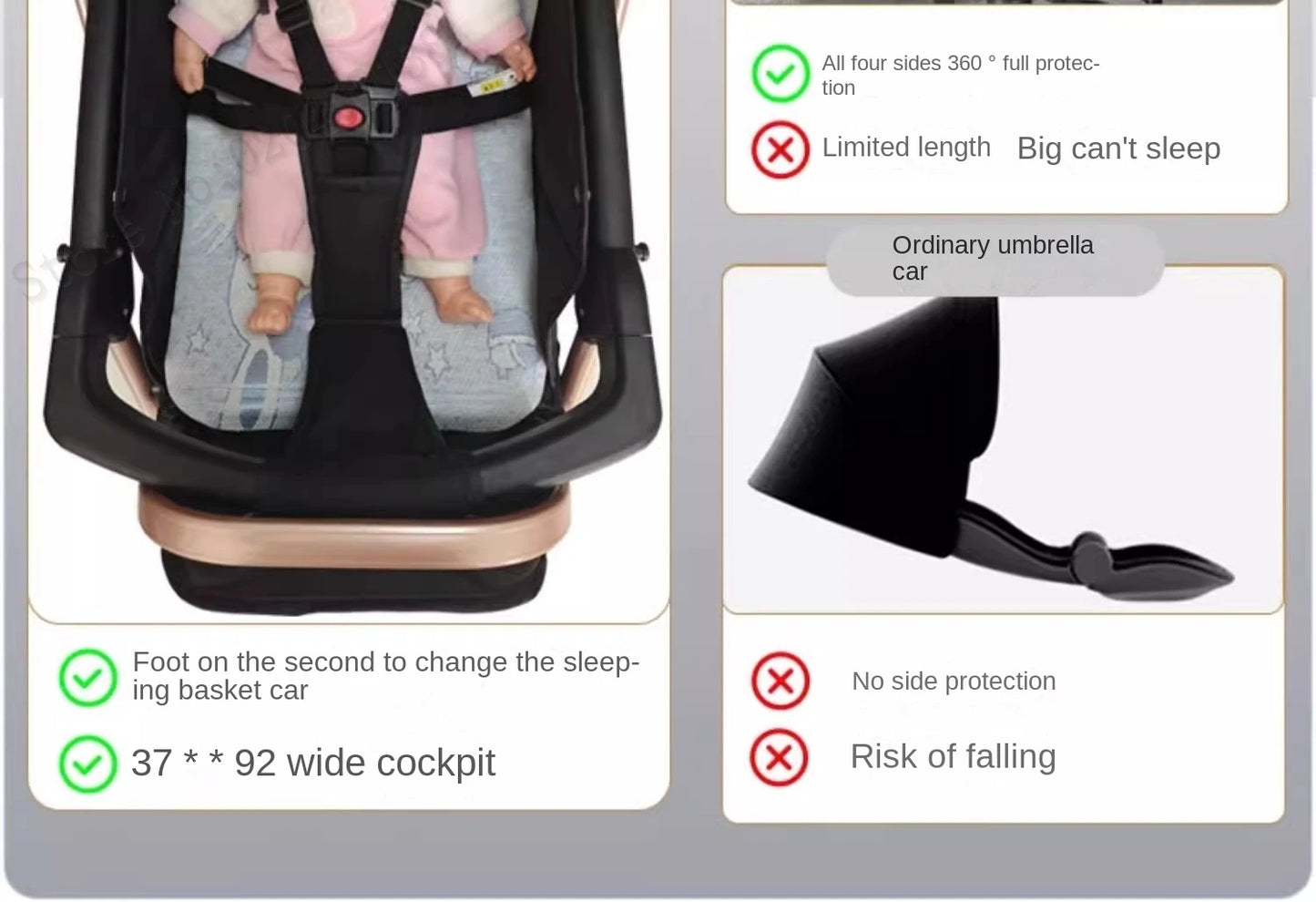 Twins Newborn 0-4 Years Old Baby Stroller Can Sit Lie Down