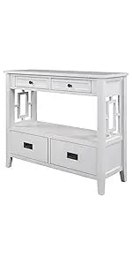 Console Table Sideboard Sofa Entryway Side Table Furniture with Six Drawers and Bottom Shelf for Living Room Home Decor