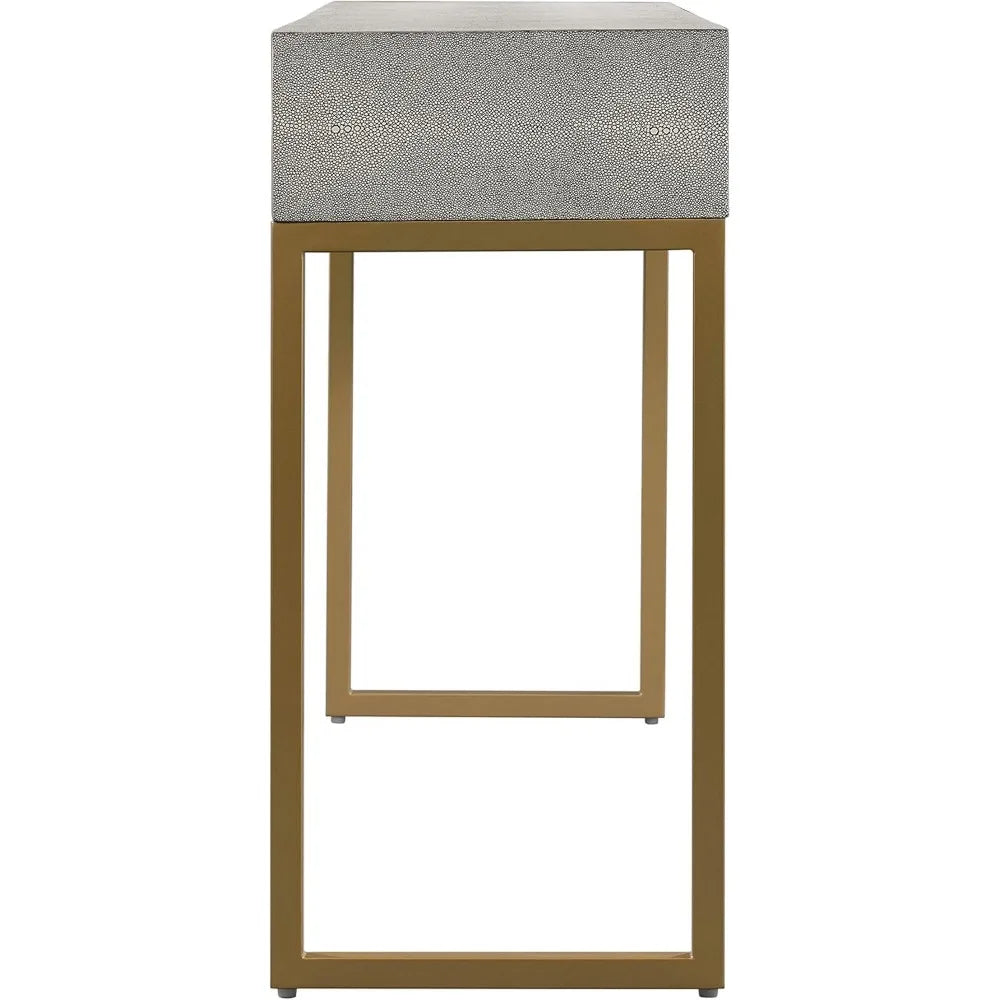 TOV Furniture Pesce Shagreen Modern 3 Drawer Living Room Console Table 59 Inch Grey