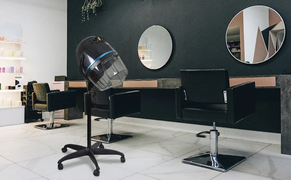1300W Adjustable Hooded Hair Dryer Professional Stand Up Bonnet Hair Dryer Salon Equipment w Rolling Base