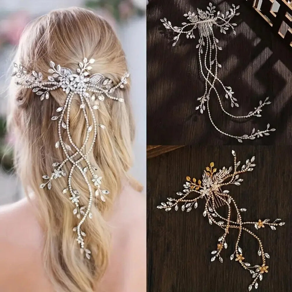 Crystal Bridal Headpieces for Brides Silver Hair Accessories