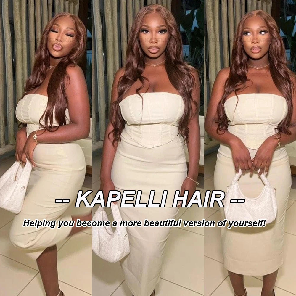 10A Brazilian Body Wave Bundles with 4x4 Lace Closure Brown Blonde Human Hair Remy 3/4 Bundles