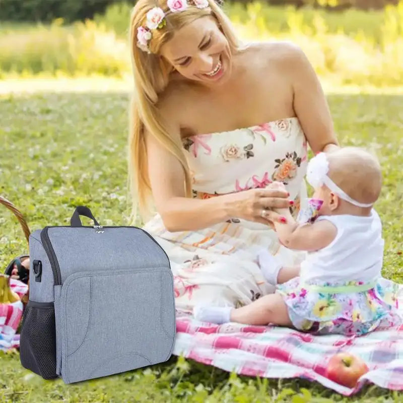 Baby Diaper Bag 2-in-1 Foldable Booster Seat And Diaper Pouch Large Capacity Organizer For Travel